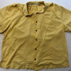 Tommy Bahama Men’s Gold Yellow Silk Tropical Shirt